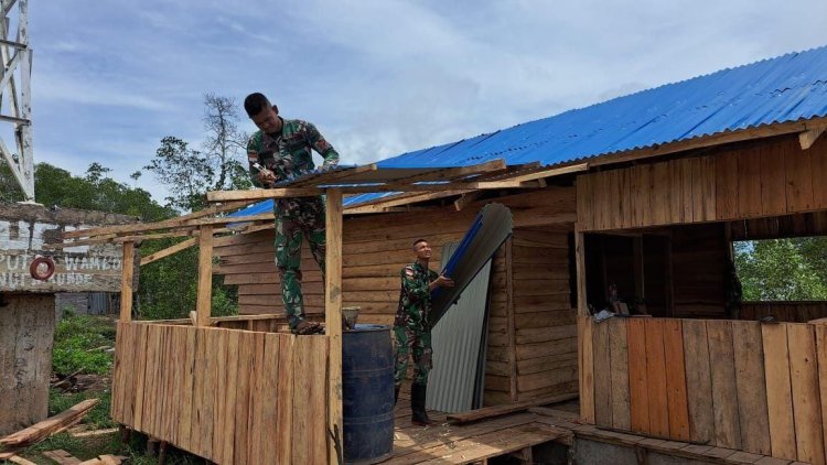 Satgas Yonif 125/SMB Mendirikan Poskamling di Dermaga Kimaam