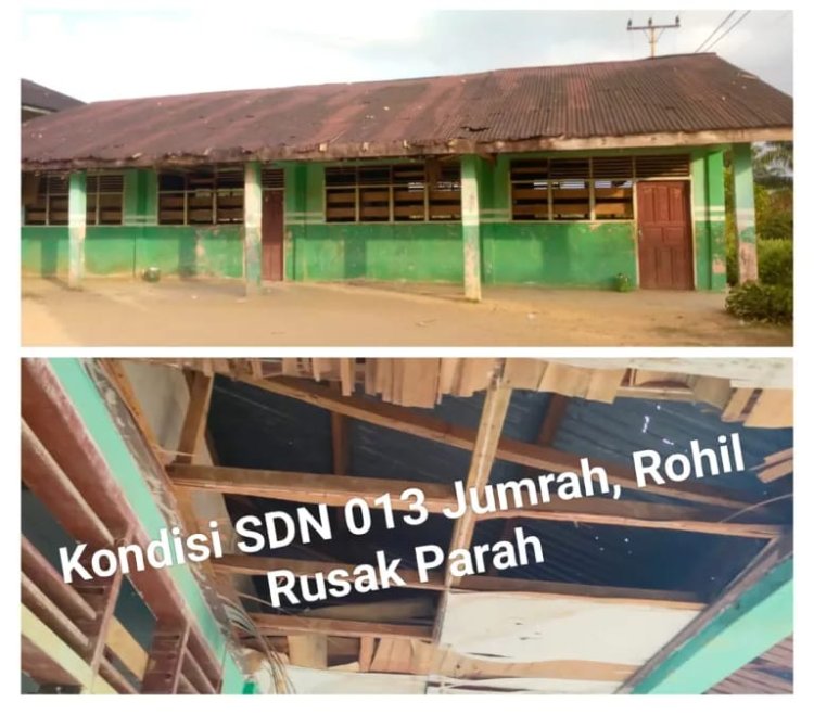 SDN 013 Jumrah Mengalami Kerusakan Parah, Dugaan Penyalahgunaan Dana BOS oleh Kepala Sekolah