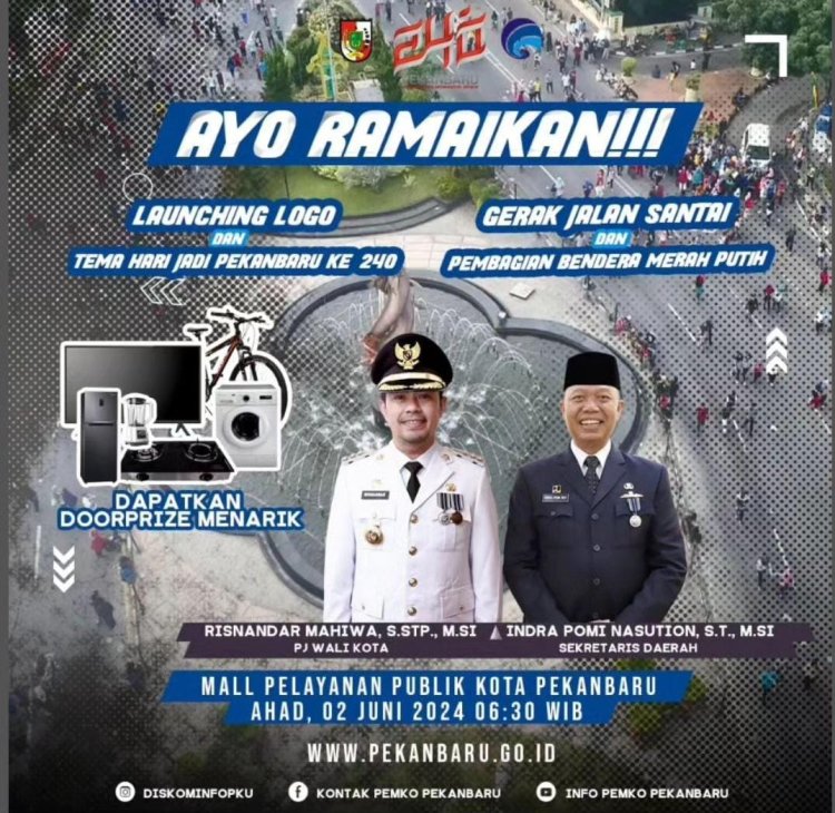 Pj Walikota Pekanbaru dan Sekdako Launching Logo HUT Pekanbaru ke-240
