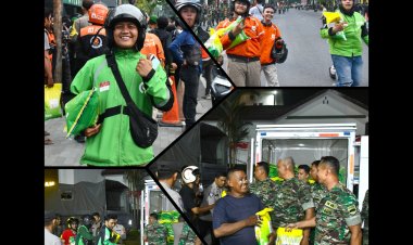 Kodam I/BB Bagikan 500 Sak Beras ke Ojol Medan Saat Unras