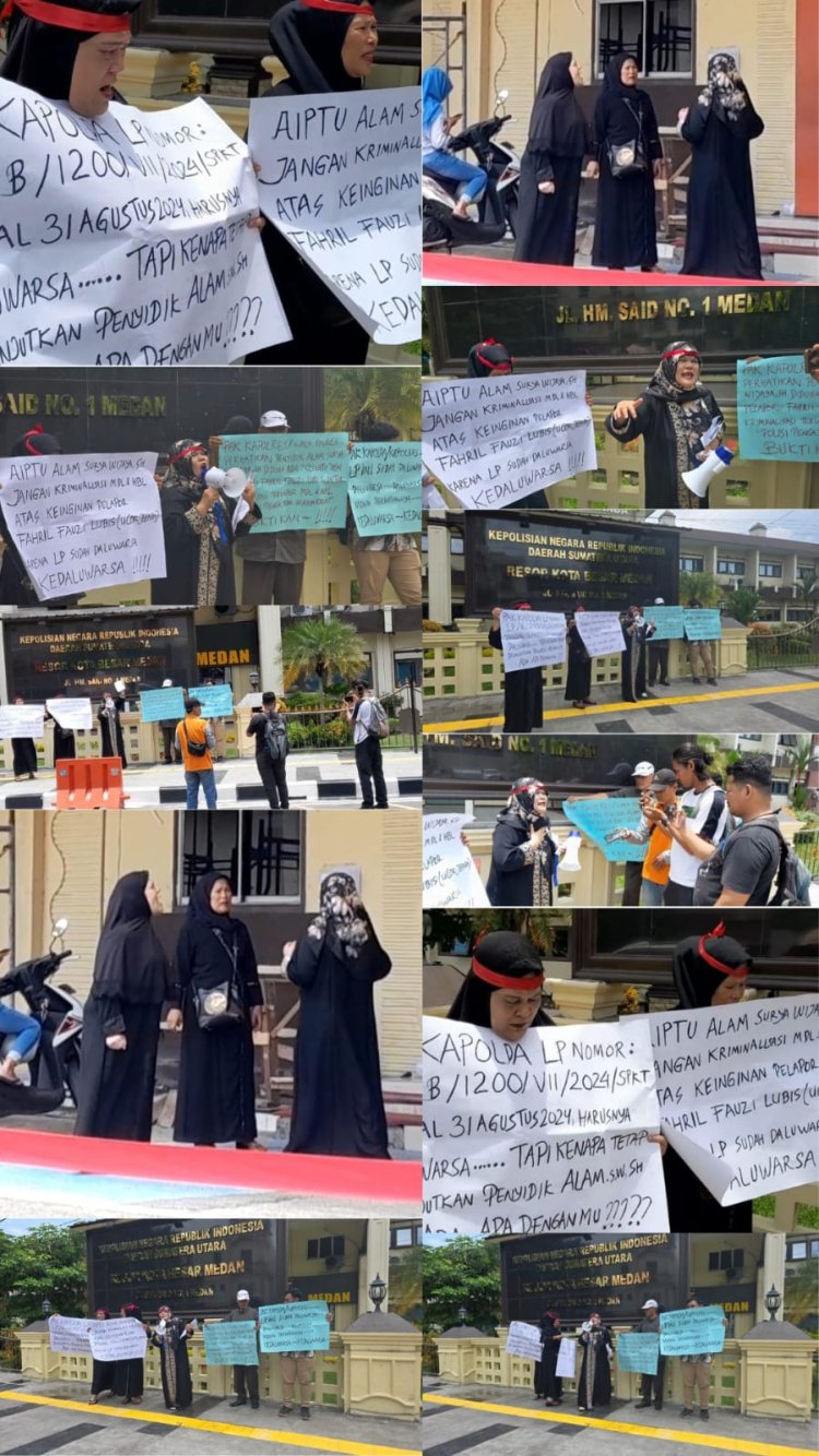 Emak-emak Demo di Polrestabes Medan, Klaim Jadi Korban Kriminalisasi Kasus Penipuan