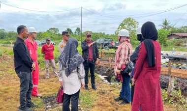 DLH Meranti dan PT ITA Tinjau Kebocoran Pipa Minyak di Bagan Melibur