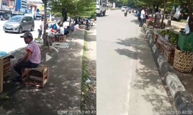 PKL Kuasai Trotoar Tuanku Tambusai, Warga Minta Pemkab Kuansing Bertindak