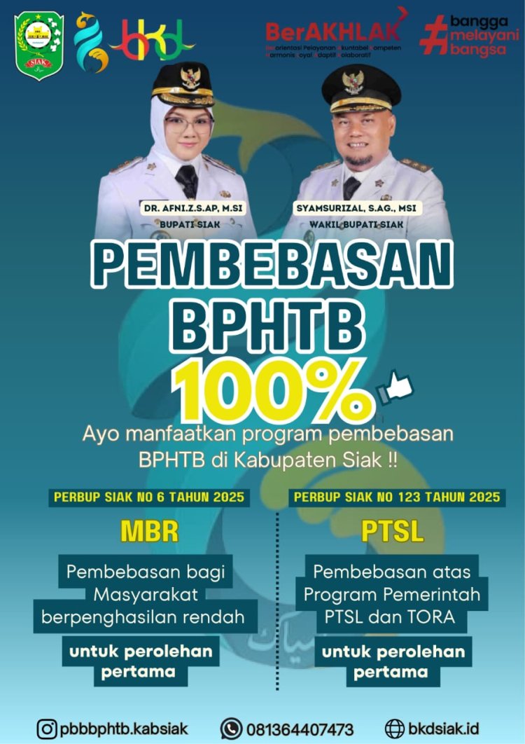 Pemkab Siak Gratiskan 100 Persen BPHTB bagi Masyarakat Berpenghasilan Rendah
