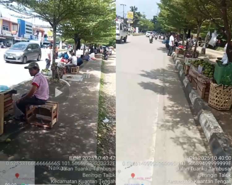 PKL Kuasai Trotoar Tuanku Tambusai, Warga Minta Pemkab Kuansing Bertindak