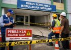 Lantai Gedung Dinas Perikanan Kepulauan Meranti Miring, Serah Terima Tertunda