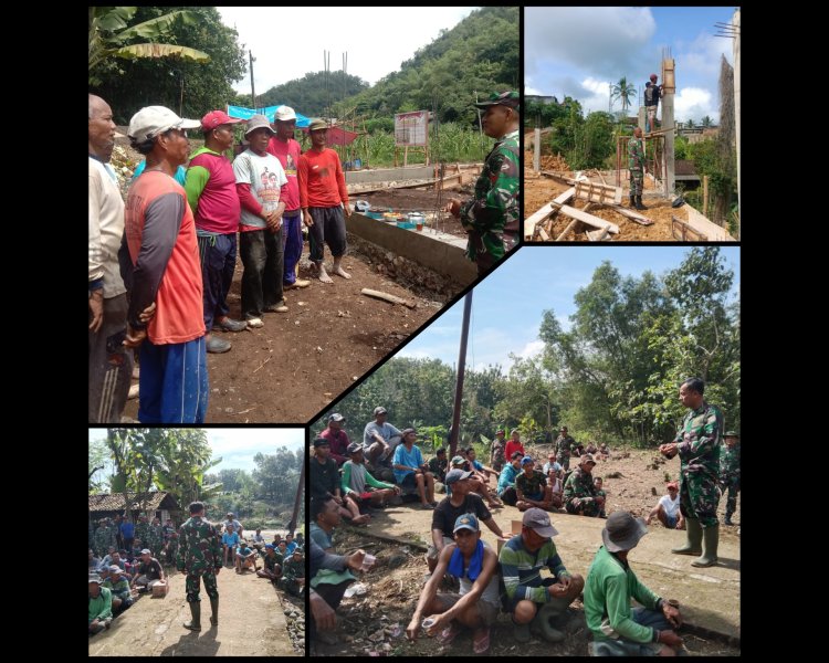 Pembangunan Jembatan Garuda Boyolali Dimulai, Danramil Pimpin Gotong Royong Warga