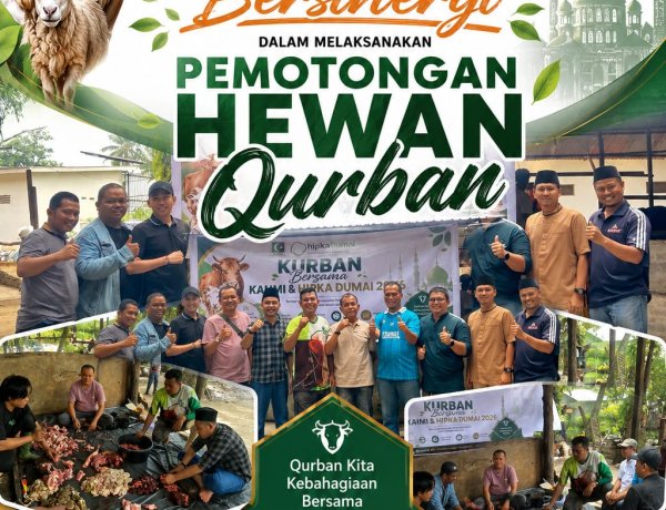 HIPKA dan KAHMI Dumai Tebar 150 Kantong Daging Kurban untuk Masyarakat