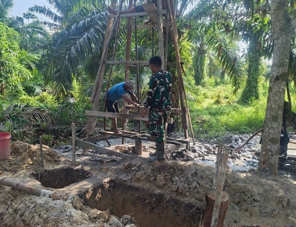 Progres Sumur Bor TMMD ke-129 Kodim 0313/KPR di Teluk Meranti Capai 20 Persen