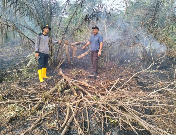 Kapolsek Pangkalan Kerinci Pimpin Personel Berjibaku Padamkan Karhutla