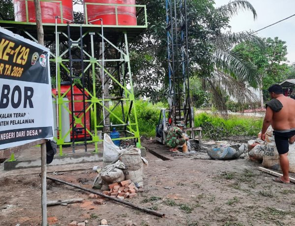 Instalasi Pipa Rampung 100 Persen, Fasilitas Sumur Bor TMMD Ke-129 Kodim 0313/KPR Masuki Tahap Finis. 