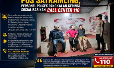 Sambangi Pos Satkamling, Personel Polsek Pangkalan Kerinci Sosialisasikan Call Center 110