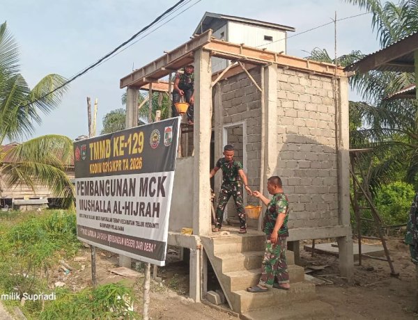 Berkat Gotong Royong, Pembangunan Fasilitas Sanitasi Mushala Al-Hijrah Pangkalan Terap Dekati Tahap Akhir   