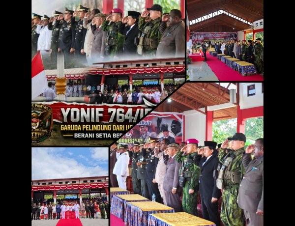 Satgas Yonif 764/IB Hadiri Upacara HUT RI ke-81 di Maybrat
