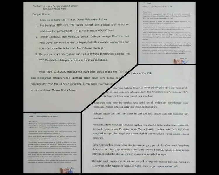 4 Anggota TPP KONI Dumai Mundur, Musorkot 31 Agustus Dipersoalkan